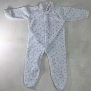Petit Baby Sleeper One Piece Footed Pajamas White‎ Blue Green 3 Month Vintage